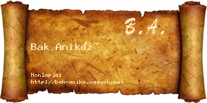 Bak Anikó névjegykártya