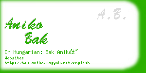 aniko bak business card